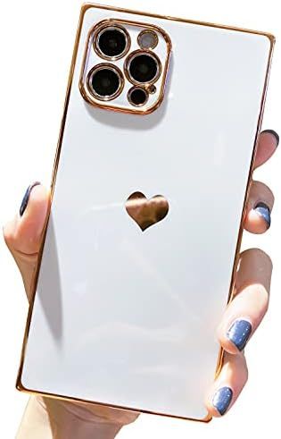 iPhone 12 Pro Max Case Square, Tzomsze Cute Aesthetic Full Camera Lens Protection & Electroplate Rei | Amazon (US)