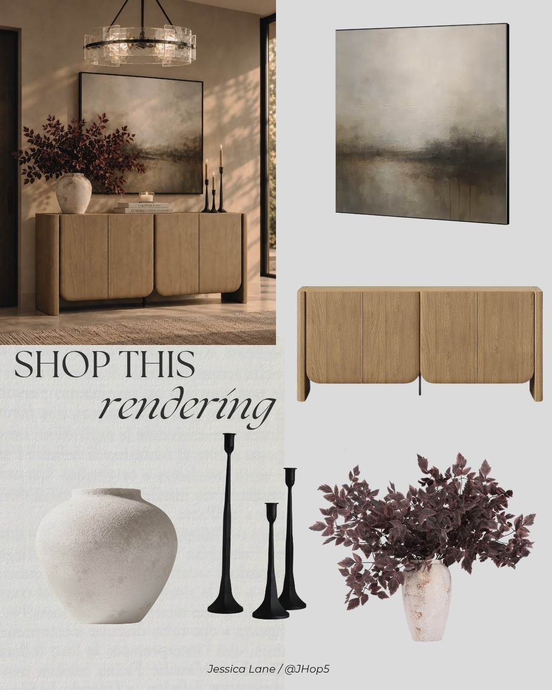 Modern entryway rendering featuring a fluted console, textured vase, and atmospheric art. Perfect for creating a cozy, sophisticated look. All pieces are linked. #ltkhome #consoletable #modernhome

#LTKHome #LTKSeasonal