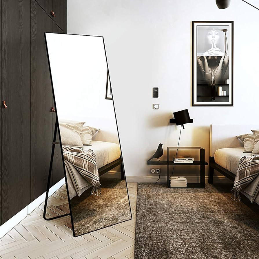 TinyTimes 65"×22" Full Length Mirror, Floor Mirror with Stand, Full Body Tall Mirror, Freestandi... | Amazon (US)