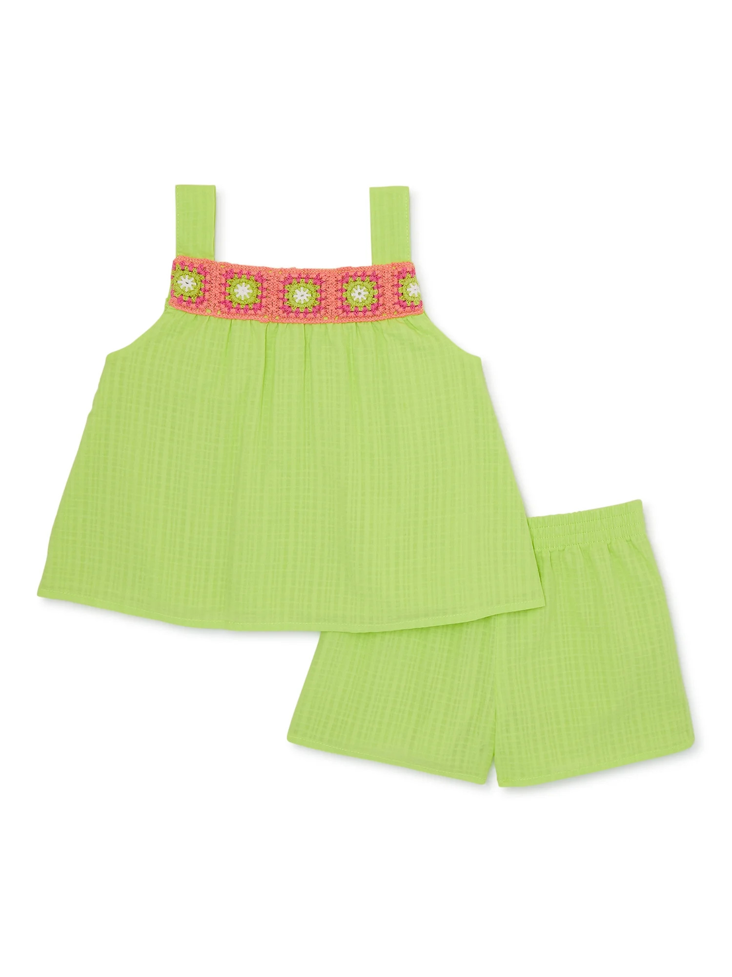 Wonder Nation Toddler Girls Top and Shorts Set, 2-Piece, Sizes 12M-5T | Walmart (US)