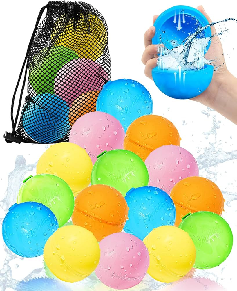SOPPYCID Reusable Magnetic Water Balloons 15 Pcs, Water Bomb Self-sealing Quick Fill, Summer Outd... | Amazon (US)