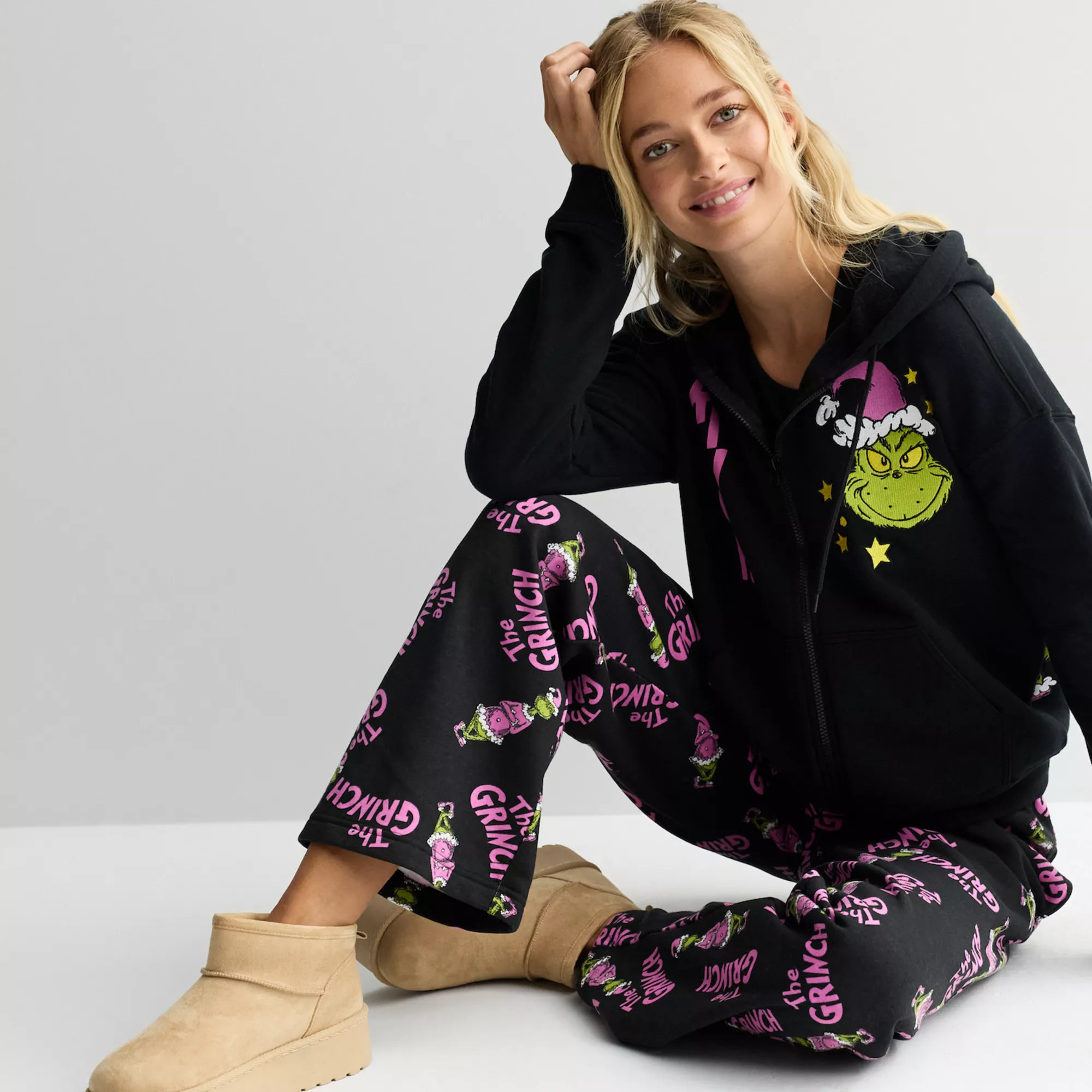 Juniors' Grinch Graphic Zip Up Hoodie & Pants Matching Set | Kohl's