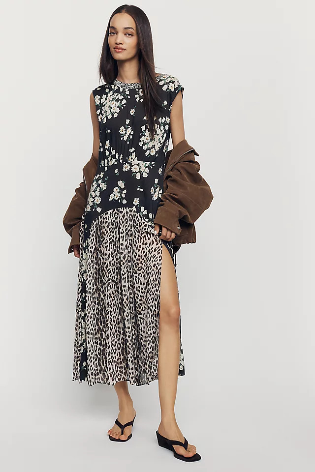 Coralie Mixed Print Midi Dress | Anthropologie (US)