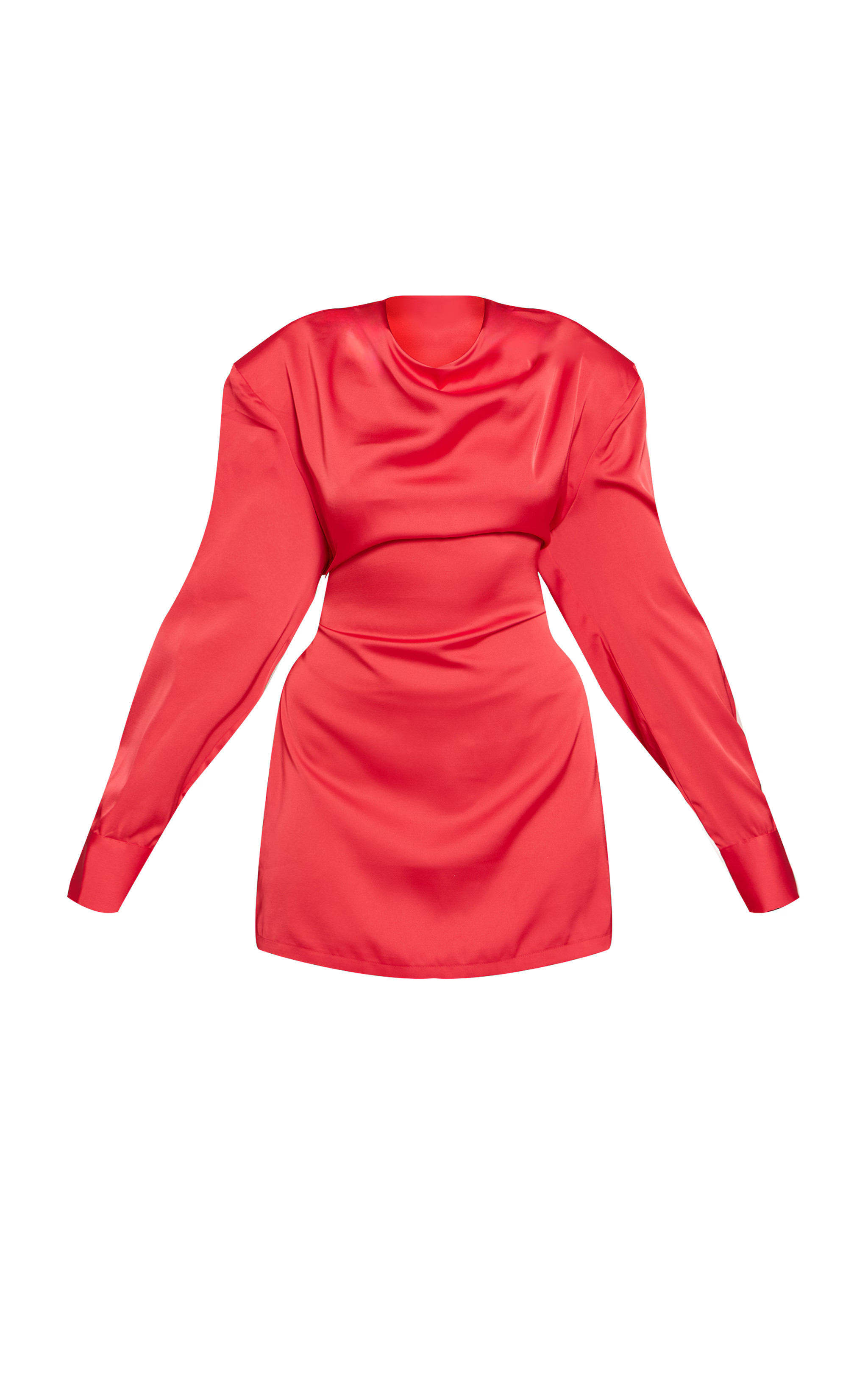 Red Satin Cowl Neck Long Sleeve Midaxi Dress | Dresses | PrettyLittleThing US