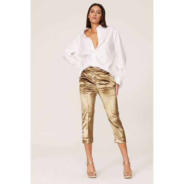 Stella Jean Gold Velvet Trousers gold | Rent the Runway