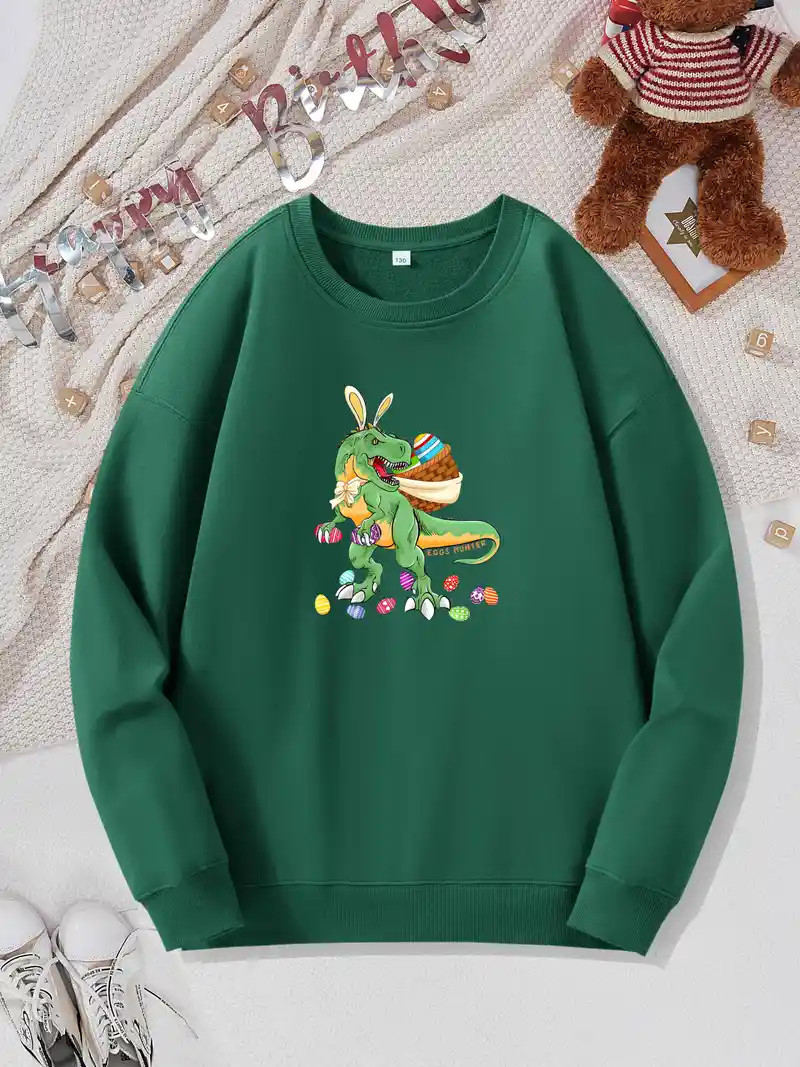 Happy Easter Dinosaur Colorful Eggs Print Sweatshirt Boys - Temu | Temu Affiliate Program