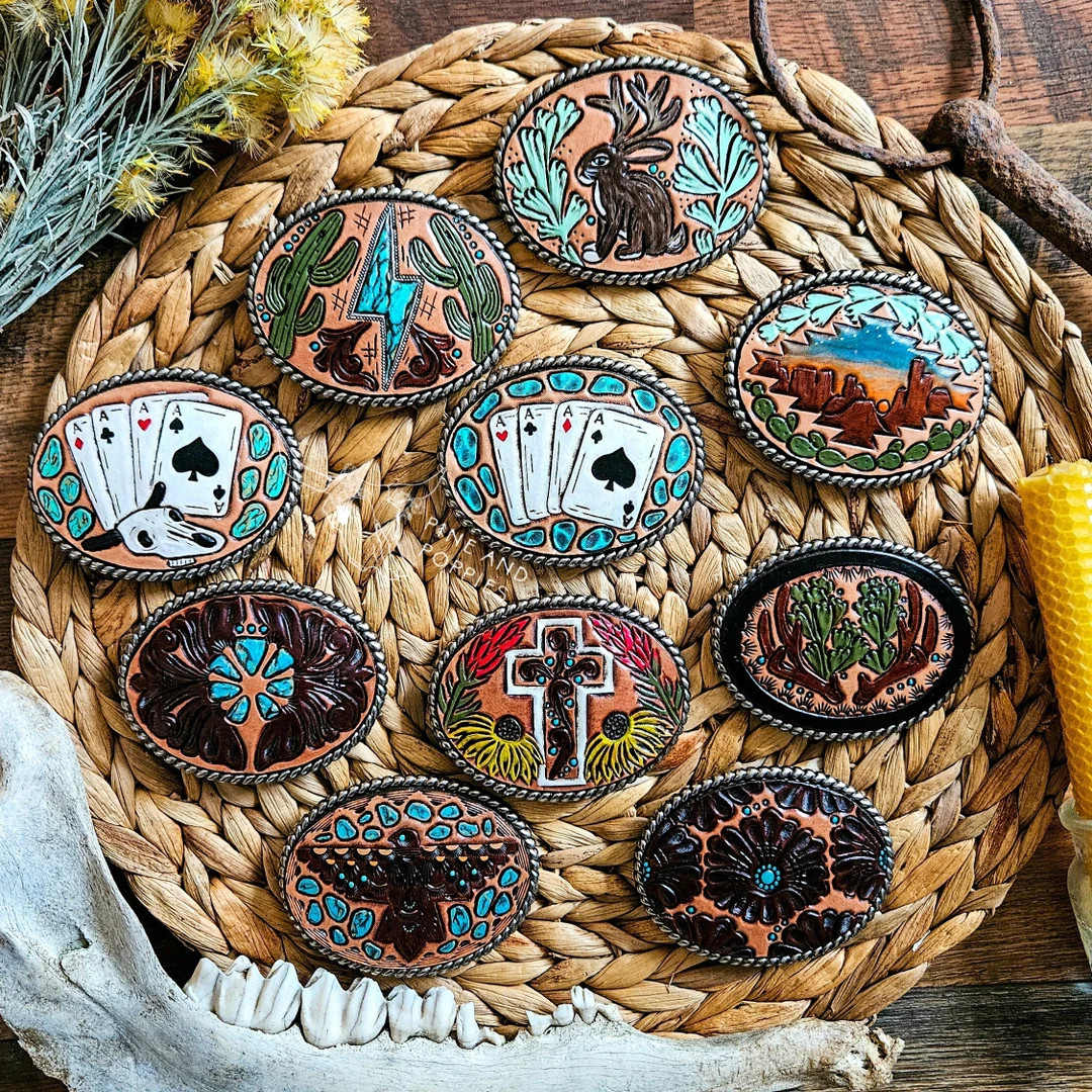 Tooled Leather Belt Buckleflowerswesterncowgirlcountry - Etsy | Etsy (US)