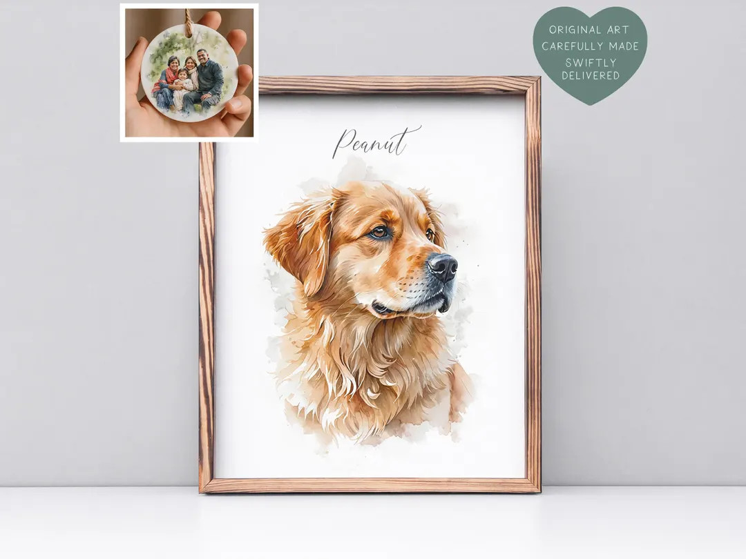 Pet Memorial Gift, Pet Portrait, Custom Pet Painting, Dog Memorial Gift, Pet Painting, Watercolor... | Etsy (US)
