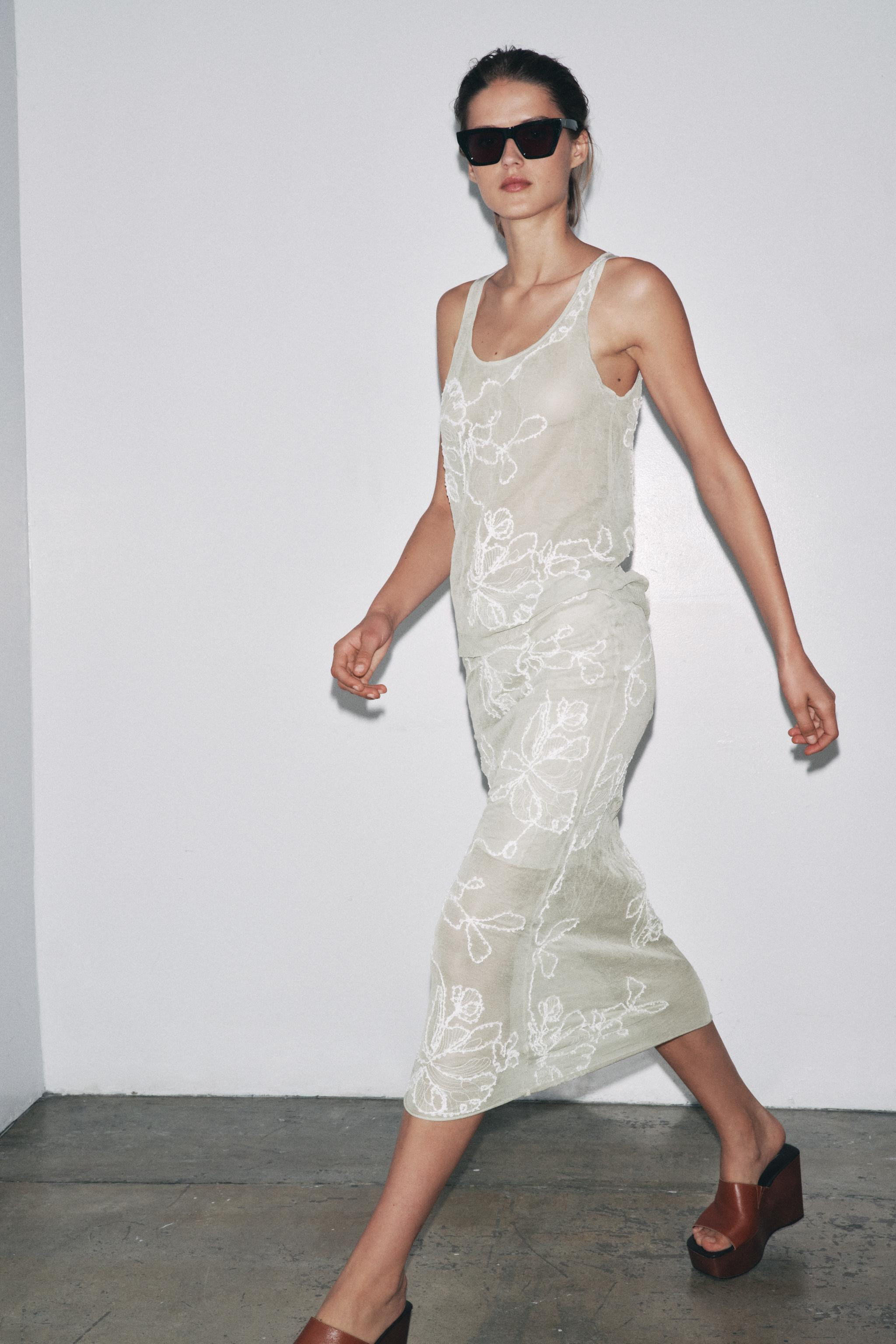 SEMI-SHEER STRUCTURED KNIT SKIRT | Zara UK