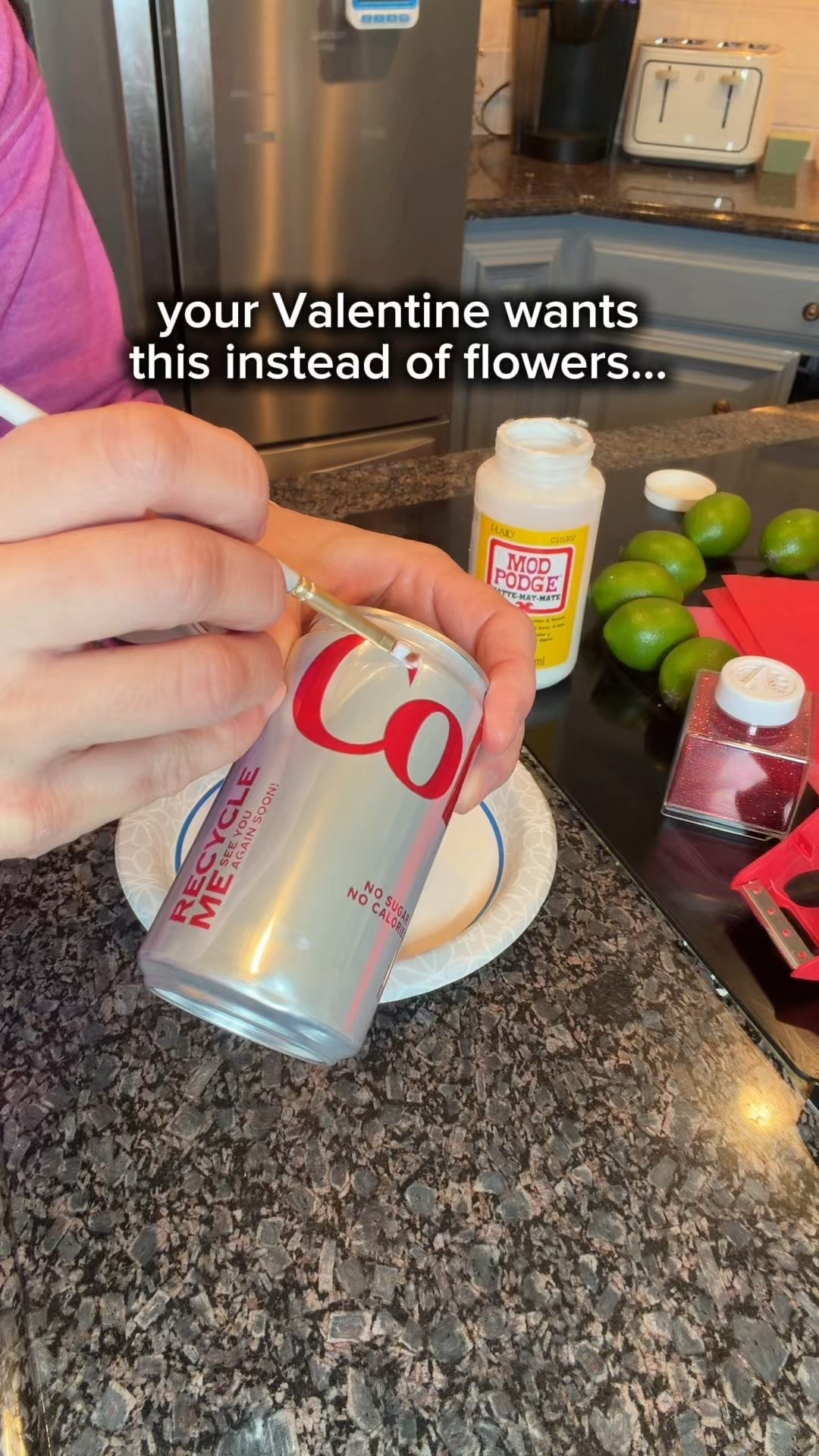 You’re gonna wanna tag your favorite Diet Coke–obsessed friend…
because this DIY Diet Coke bouquet is the cutest gift idea for Valentine’s Day, birthdays, or just because 🥤❤️

DIY Diet Coke Bouquet Tutorial:
	1.	Start with 6 mini Diet Coke cans (mini cans work perfectly and are much easier to build with).
	2.	Attach each can to large wooden dowels from Dollar Tree using zip ties.
	3.	Since mini cans are still a little heavy, reinforce each one with a bit of clear shipping tape to keep everything sturdy.
	4.	For an extra fun touch, apply Mod Podge just over the word Coke, then sprinkle with red glitter and let dry completely. Yes, it’s extra. Yes, it’s worth it ✨
	5.	Add Dollar Tree faux roses to fill in the bouquet and give it that classic “flower” look.
	6.	For a fun twist, use fake Styrofoam limes from the craft store:
	•	Remove the small stem (it leaves the perfect hole!)
	•	Insert a bamboo skewer and add them right into the bouquet for color and personality.
	7.	Arrange everything, fluff it up, and admire your Diet Coke masterpiece.

Perfect for a Valentine, best friend, sister, or any certified Diet Coke lover 🥰

👉 Tag who you’d make this for
👉 Save this idea for later
👉 Follow for more fun, frugal DIY gift ideas 

#LTKHome #LTKValentine