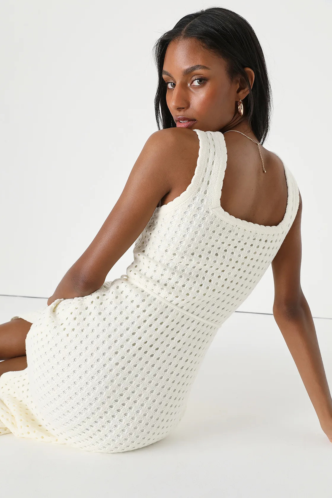 Sunshine Babe Ivory Knit Midi Sweater Dress | Lulus