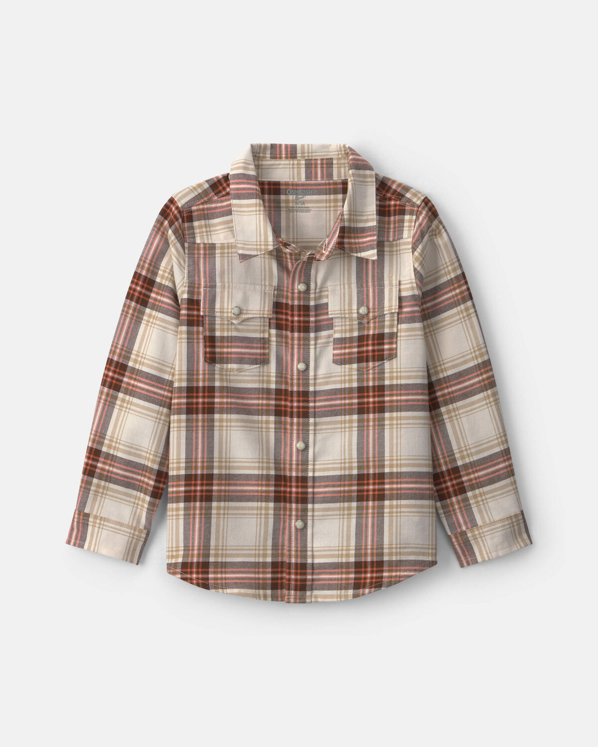 Toddler Boy Plaid Long-Sleeve Button-Down Shirt - Brown/Cream | Carter's Inc