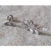 Silver ear cuff earrings. Crystal climber earring and stud. Sterling silver ear cuff and stud. | Etsy (US)