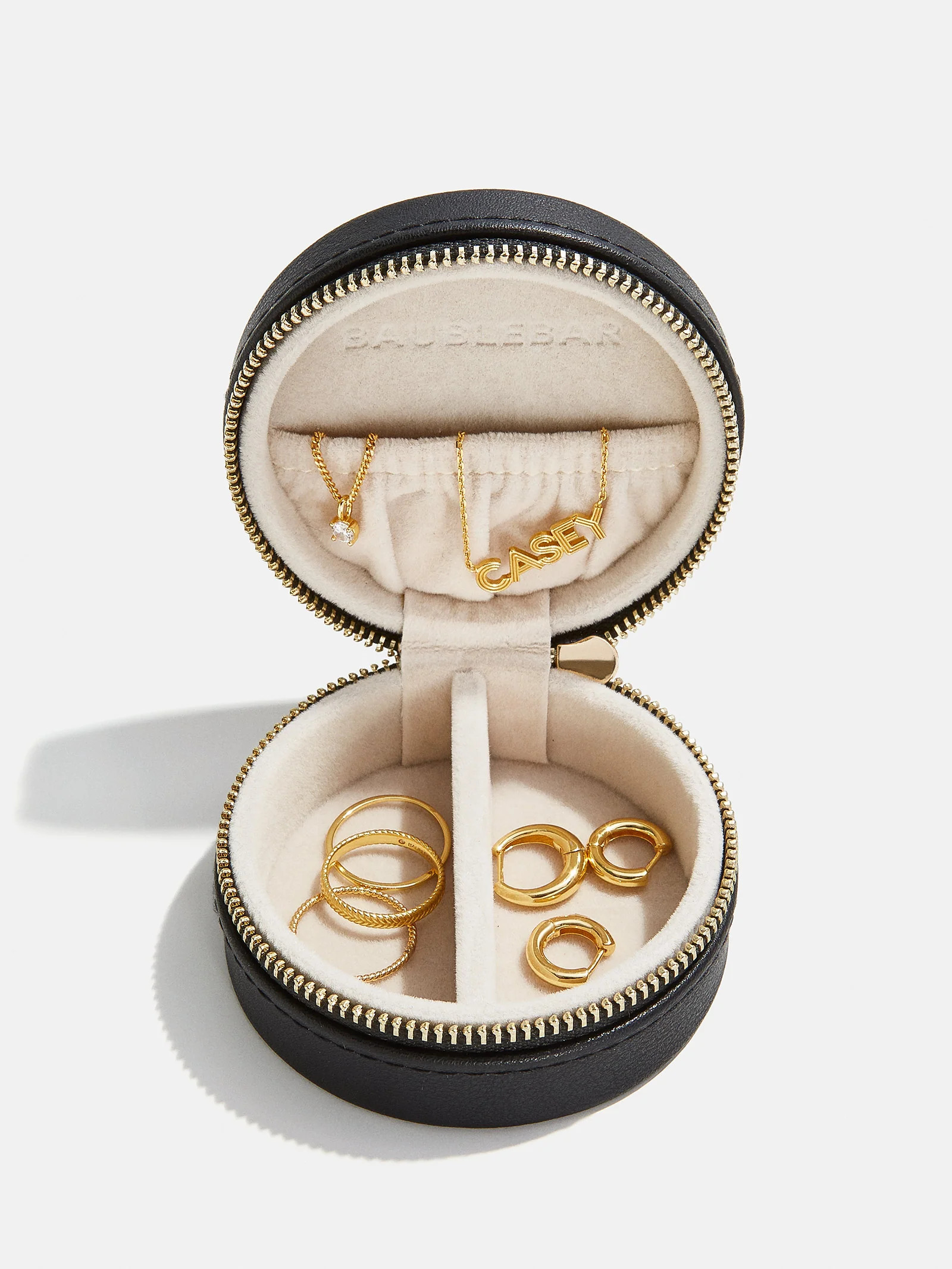 Round Jewelry Storage Case - Black | BaubleBar (US)