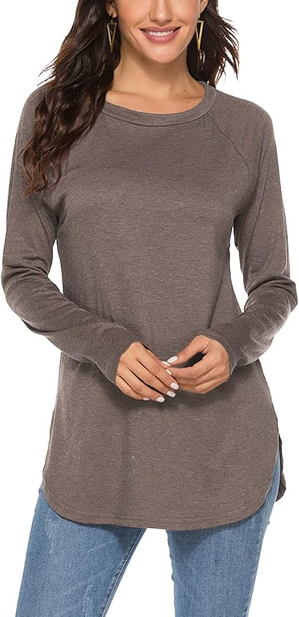 Newchoice Women's Casual Batwing Long Sleeve T Shirt Round Neck Basic Loose Tunic Tops | Amazon (US)