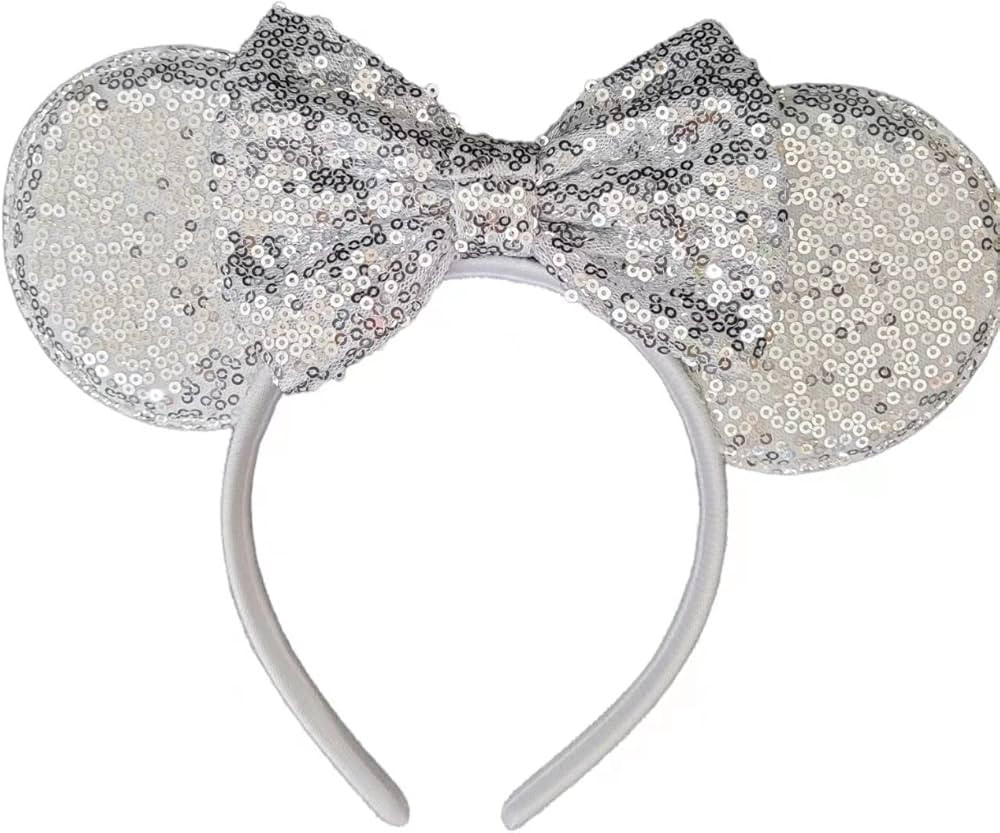 CLGIFT Silver Mickey Ears, Sparkly Mickey Ears, Bachelorette Mickey Ears, Bridal Mickey Ears, Min... | Amazon (US)
