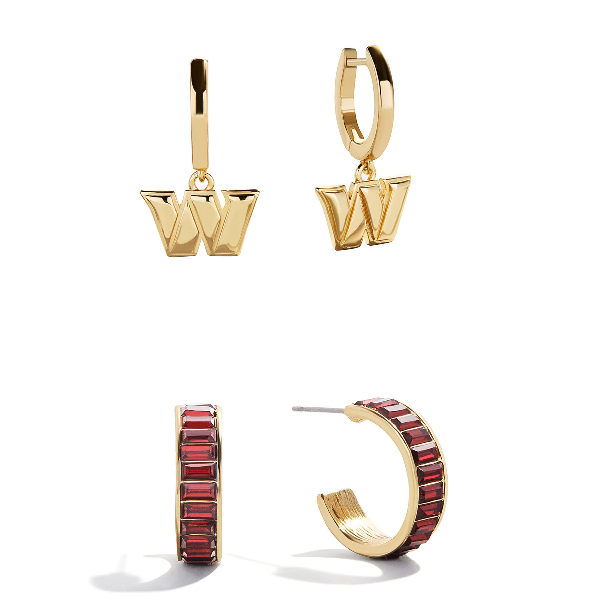 BaubleBar Washington Commanders Baguette Hoop Earring Set of 2 | Fanatics