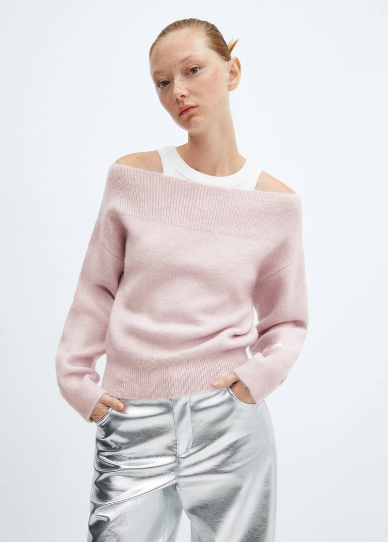 Boat-neck knitted sweater -  Women | Mango United Kingdom | MANGO (UK)