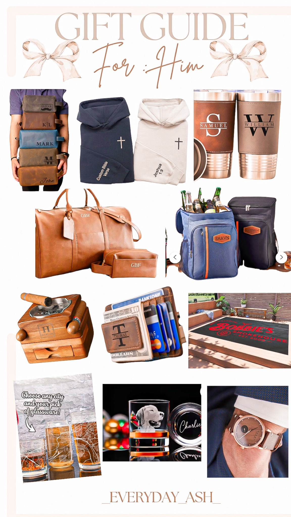 Etsy - gifts for him 🎁🎄

Gift guide, gifts for men, gift guide, etsy fits, personalized gifts, men’s toiletry bag, personalized religious sweatshirts, personalized coffee mugs, personalized duffle bag, personalized beer backpack, cigar ash tray, personalized wallet , personalized bbq mat , wedding anniversary gift , men’s watch, etched mug

#LTKSaleAlert #LTKGiftGuide #LTKMens