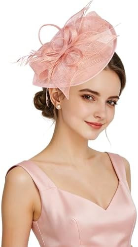 Z&X Sinamay Fascinator Hat Floral Feather Pillbox Derby Hats for Women Wedding Tea Party with Hea... | Amazon (US)