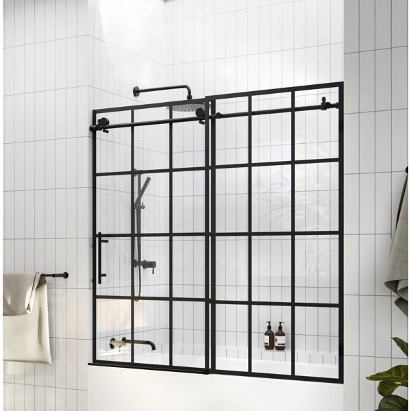 FSSBSLD-L-60-MB 56" - 60" W x 60" H Frameless Shower Door | Wayfair North America