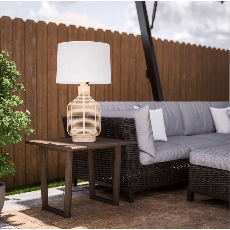 Hampton Bay Palmdale 29 in. Outdoor/Indoor Light Brown and Natural Table Lamp | Walmart (US)