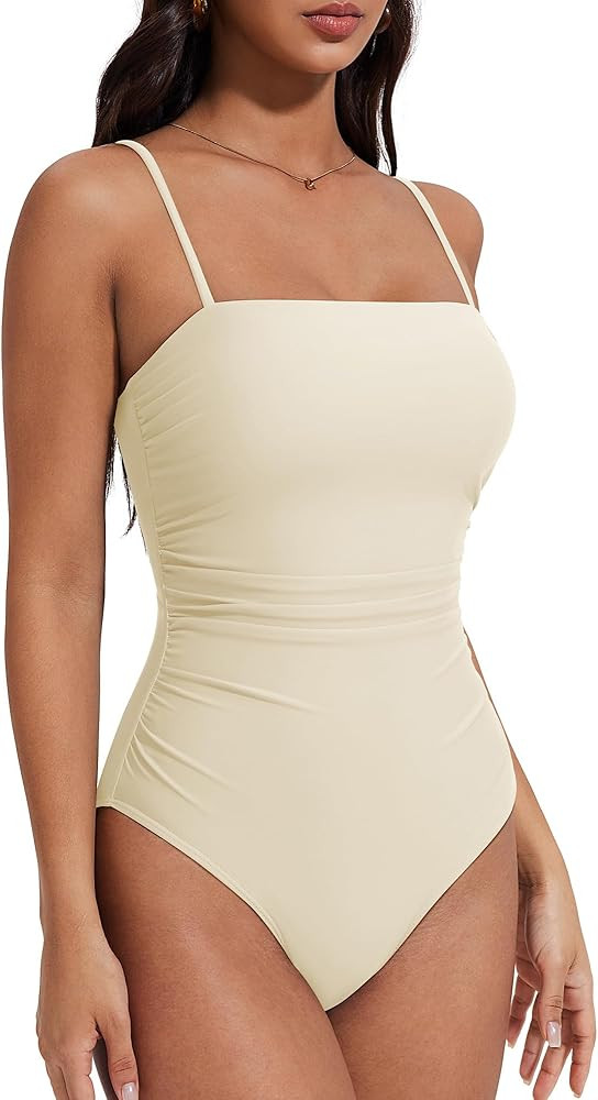SUUKSESS Women Sexy One Piece Swimsuit Tummy Control Square Neck Bathing Suit | Amazon (US)