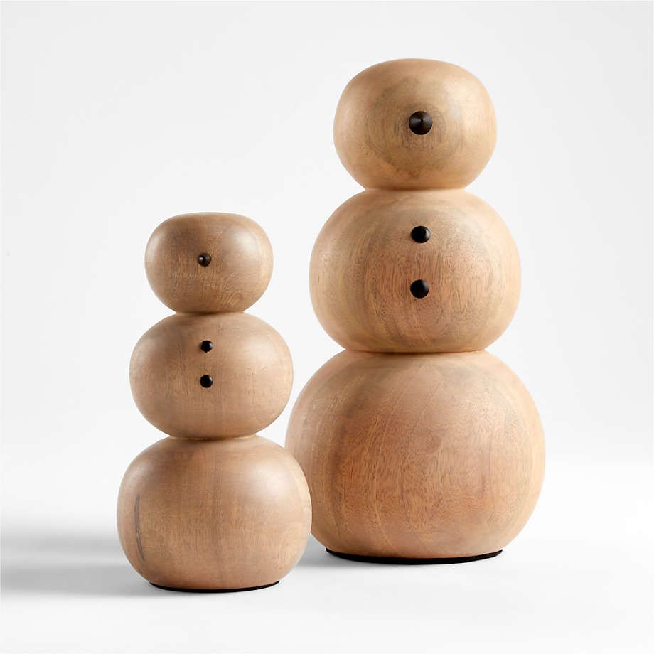 Large 11.5" Wooden Snowman Decoration + Reviews | Crate & Barrel | Crate & Barrel