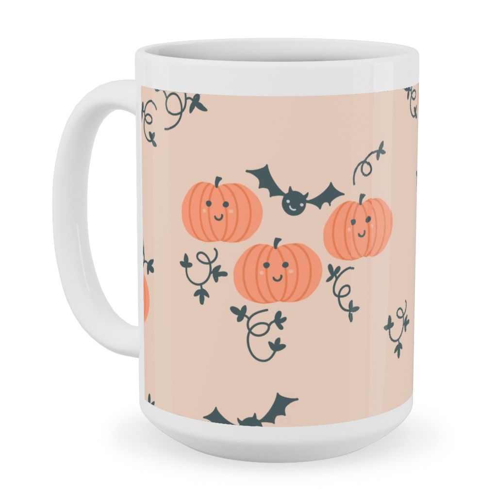 Mugs: Cute Pumpkins And Bats - Orange And Black Ceramic Mug, White, 15Oz, Orange | Shutterfly