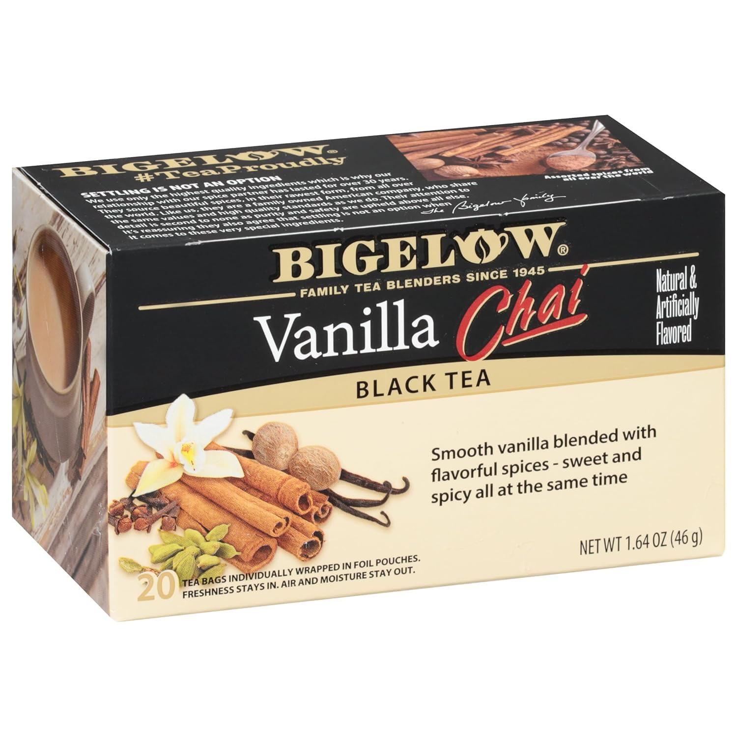 Bigelow Vanilla Chai Black Tea Bags, 20 Count (Pack of 6) | Amazon (US)