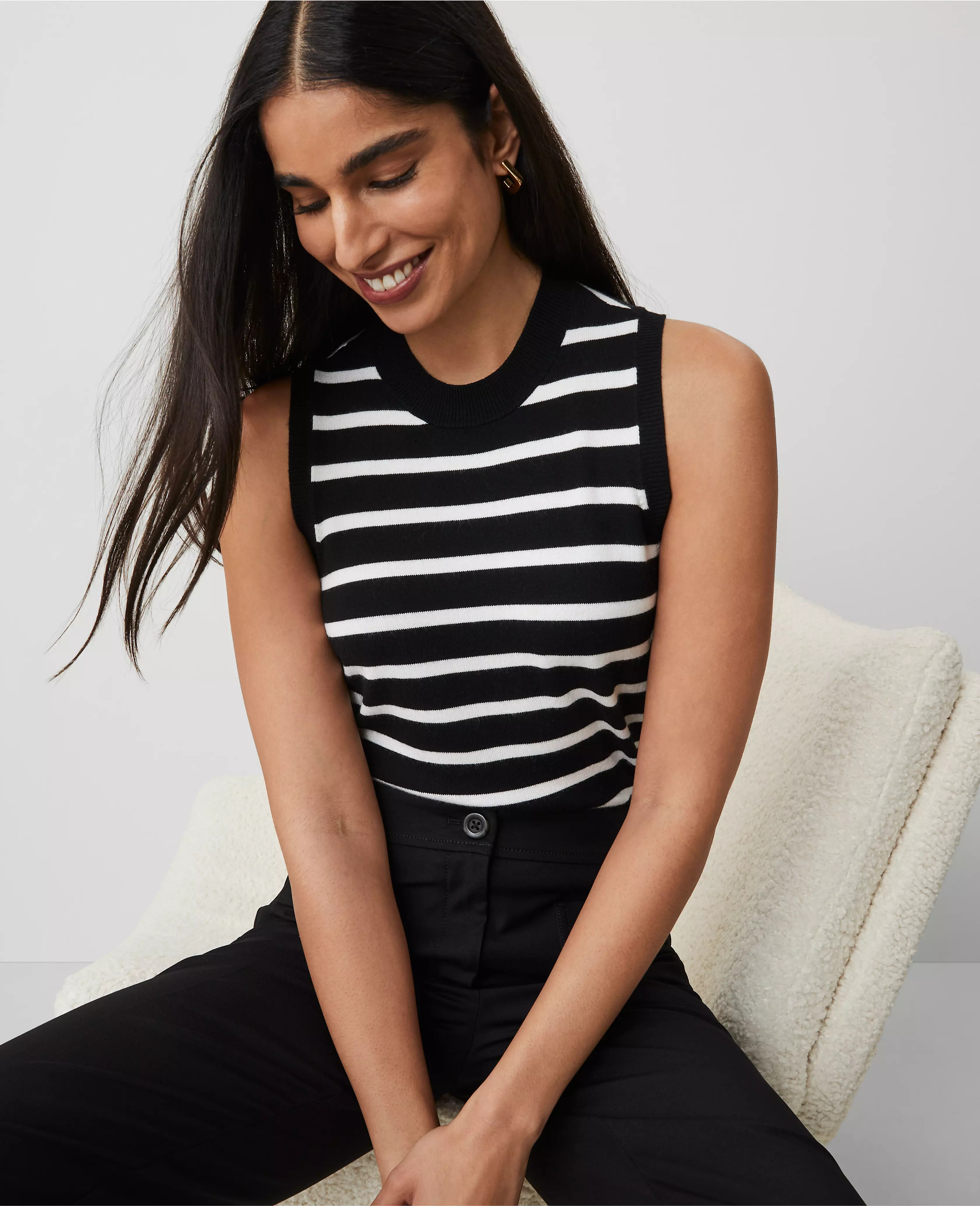 Striped Mock Neck Sweater Shell | Ann Taylor