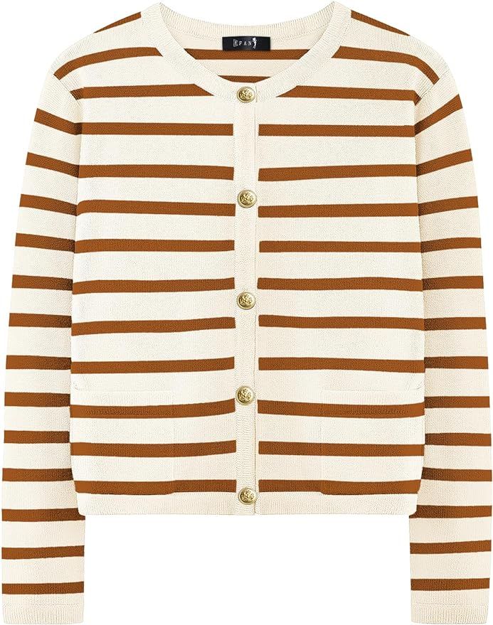 EFAN Womens Cardigan Sweaters 2023 Fall Open Front Long Sleeve Button Down Knit Cropped Sweater J... | Amazon (US)