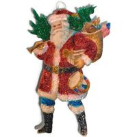 Christmas Tree Ornament Santa Decoration, Vintage Imagery Blue Glitter Sparkles, St Nicholas Americana Gift Handmade Recycled Ooak Ephemera | Etsy (US)