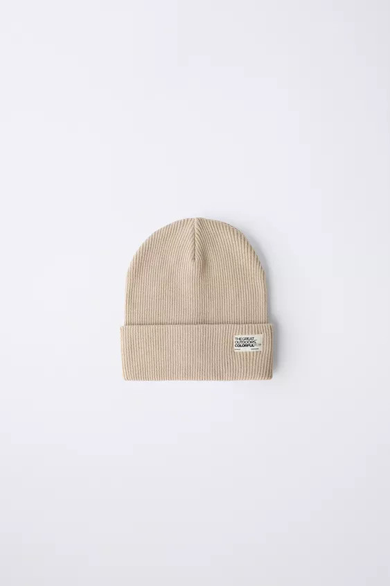 RIBBED KNIT BEANIE WITH LABEL | Zara UK