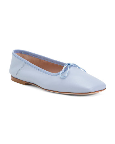 Made In Italy Leather Laura Square Toe Flats | TJ Maxx
