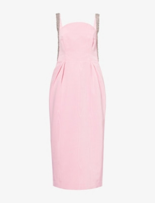 Amaro Diamante-Embellished Crepe Midi Dress | Selfridges