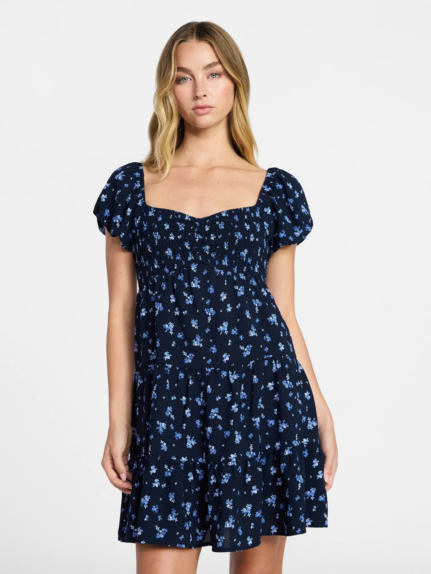 No Boundaries Bubble Sleeve Babydoll Dress, Women’s XXS-XXL | Walmart (US)