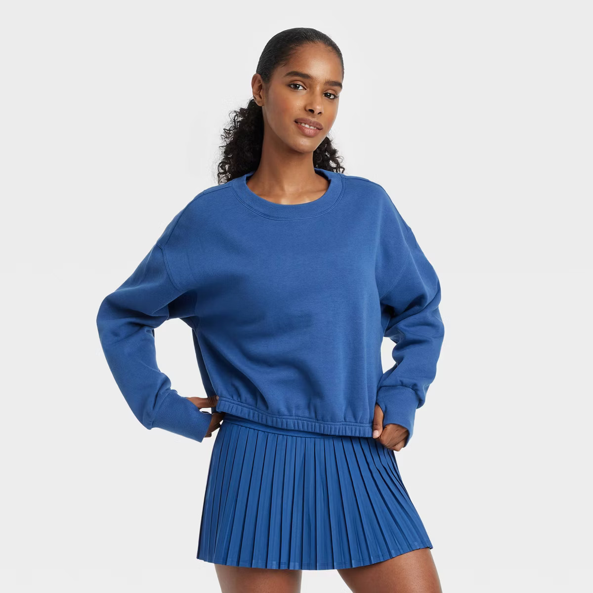 Women's Fleece Cropped Crewneck Pullover Sweatshirt - JoyLab™ | Target