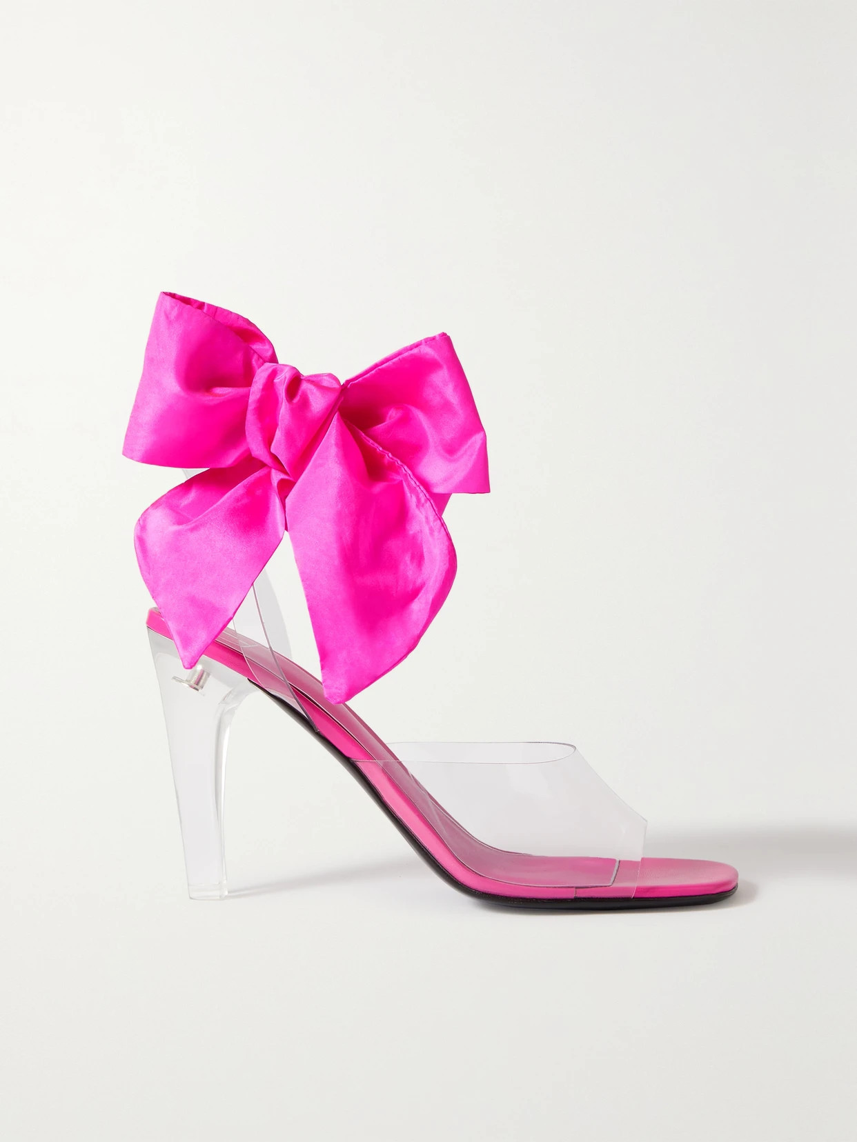 Valentino Garavani - Party 100 Bow-detailed Taffeta-trimmed Pvc Sandals - Pink | NET-A-PORTER (US)