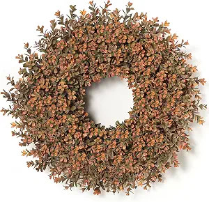 26'' Fall Wreath for Front Door, Artificial Autumn Boxwood Wreath Outdoor | Amazon (US)