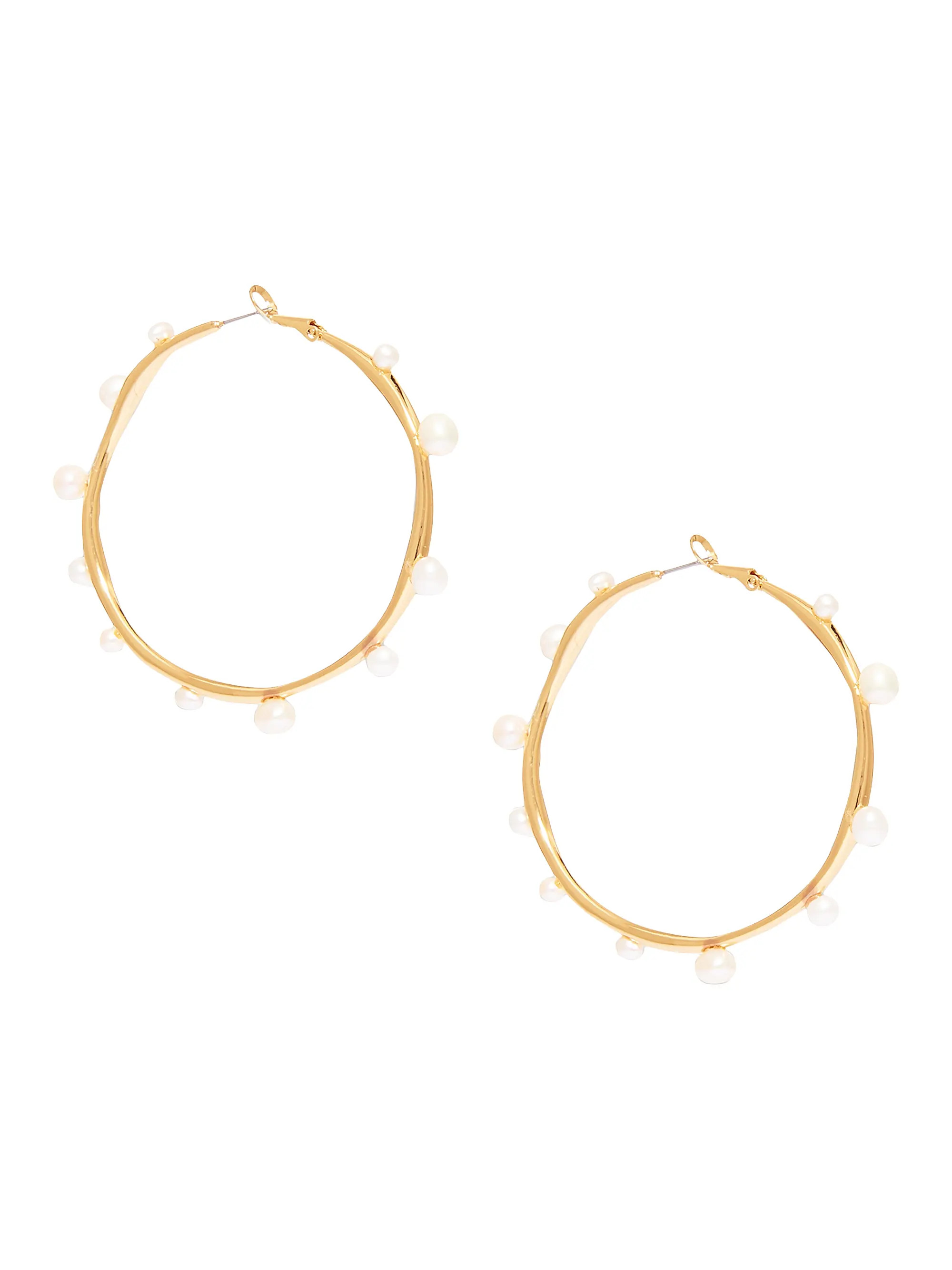 Isla 14K-Gold-Plated & Freshwater Pearl Hoop Earrings | Saks Fifth Avenue