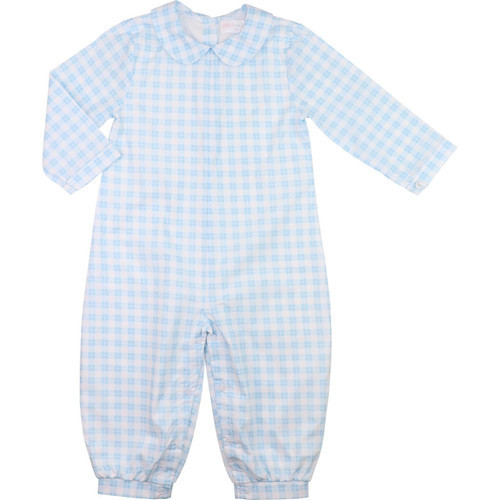 Blue Check Long  Romper | Cecil and Lou