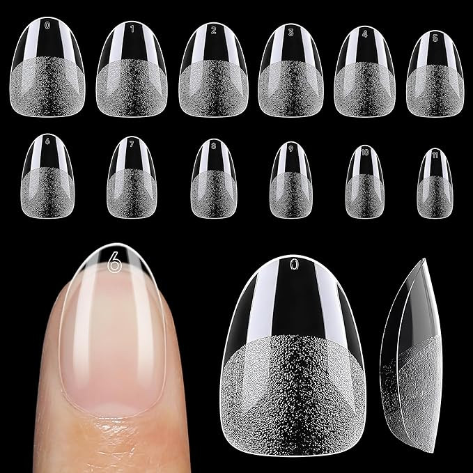 UNA GELLA Extra Short Almond Nail Tips 12 Sizes Short Almond Gel Nail Tips 120Pcs Soft Gel Clear ... | Amazon (US)