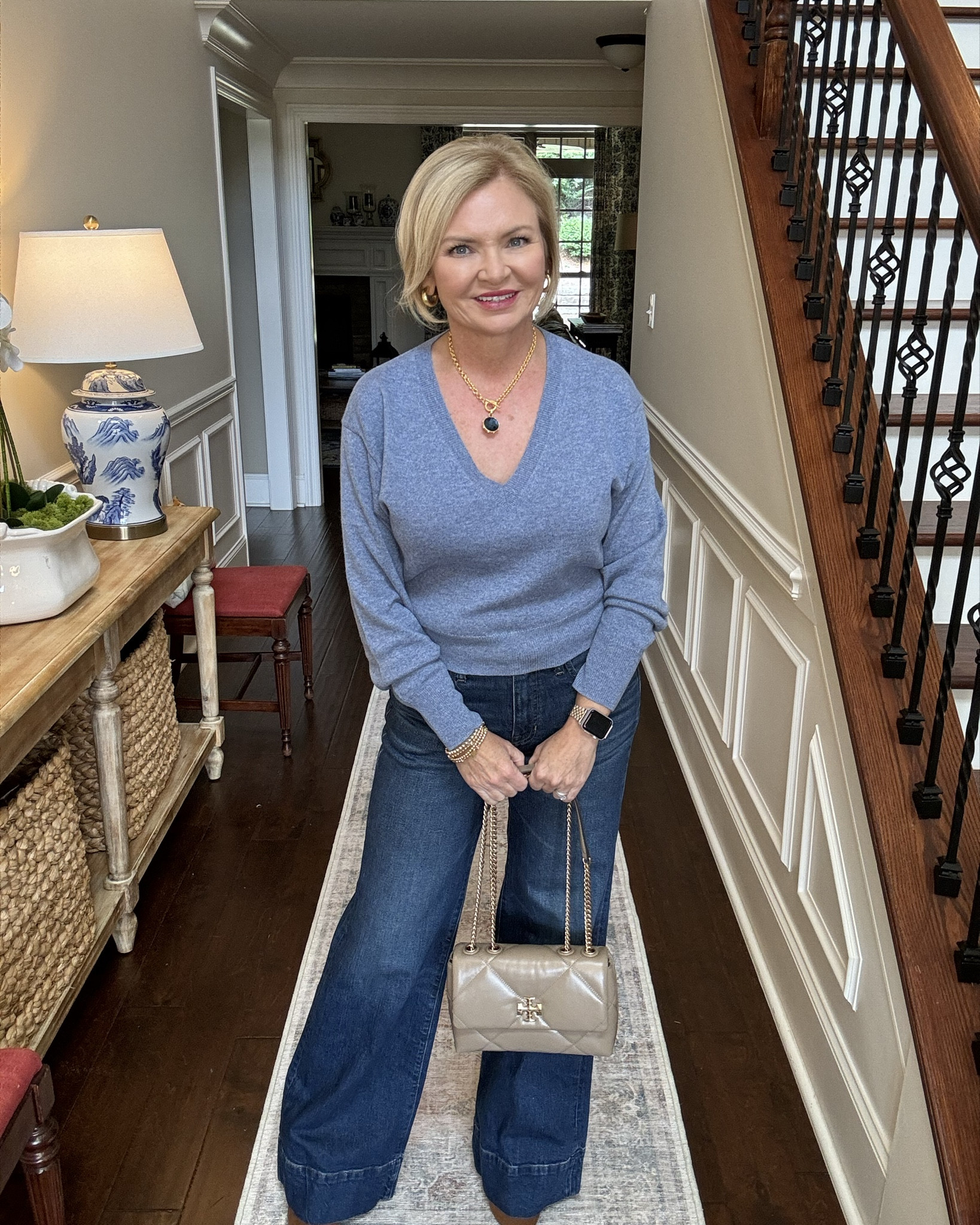 This slightly cropped sweater is gorgeous and the perfect proportion to wear with trending wide leg jeans. I'm wearing it in a small and the jeans run large. I'm wearing them in 26 regular length so I can wear them with heels. 

Wide leg denim
Fall outfit
Cashmere sweater
Fall outfit
Business casual
Over 50

#LTKSeasonal #LTKItBag #LTKStyleTip