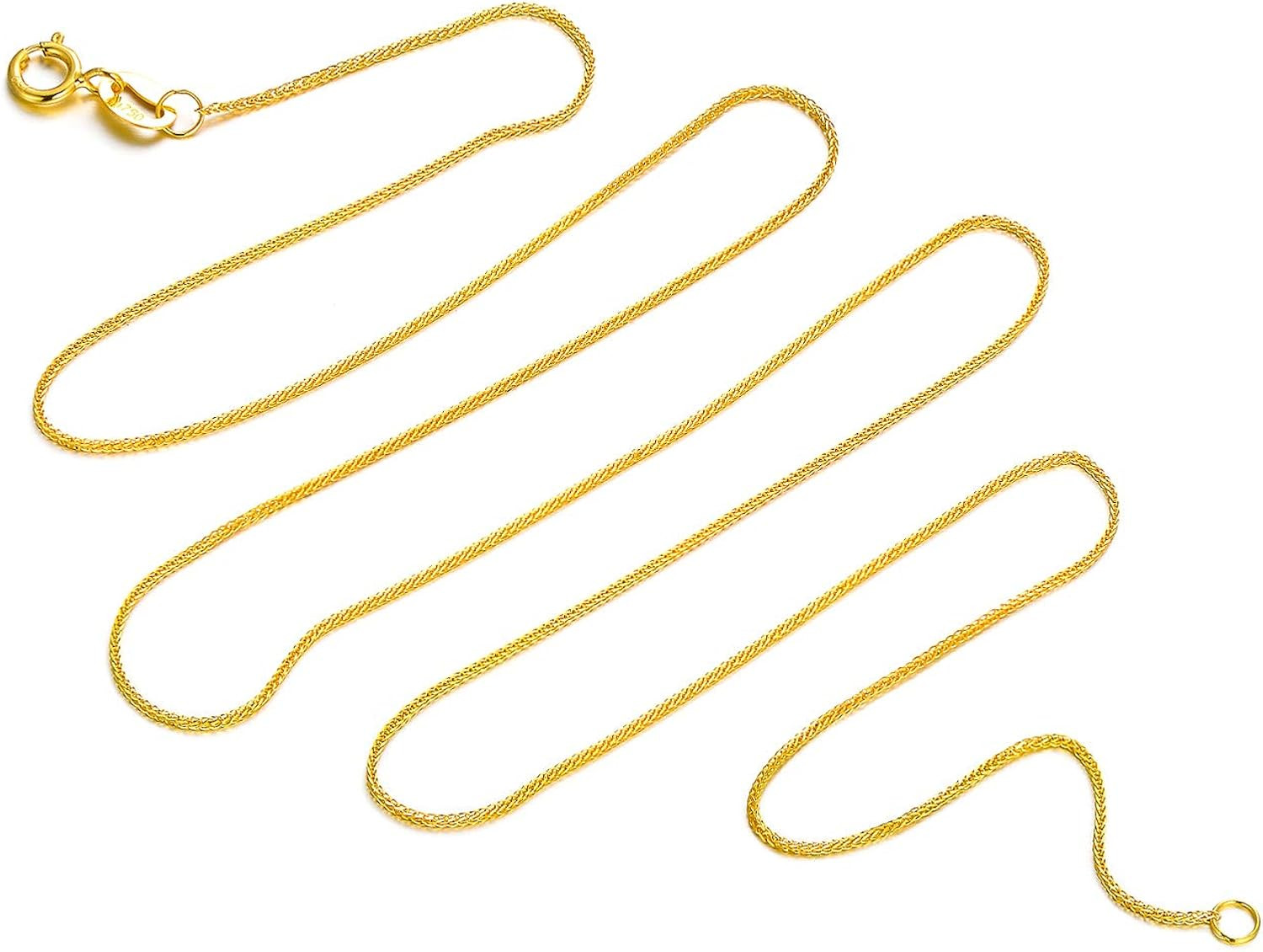 Solid 18K Gold Chain Necklace for Women, Yellow Gold Braided Wheat Chain Necklace Jewelry Present... | Amazon (US)