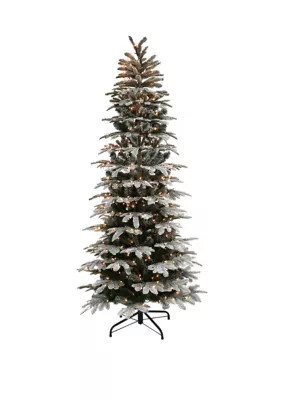 Puleo International 6.5 ft. Pre-Lit Slim Flocked Aspen Fir Artificial Christmas Tree with 450 UL-Listed Clear Lights | Belk