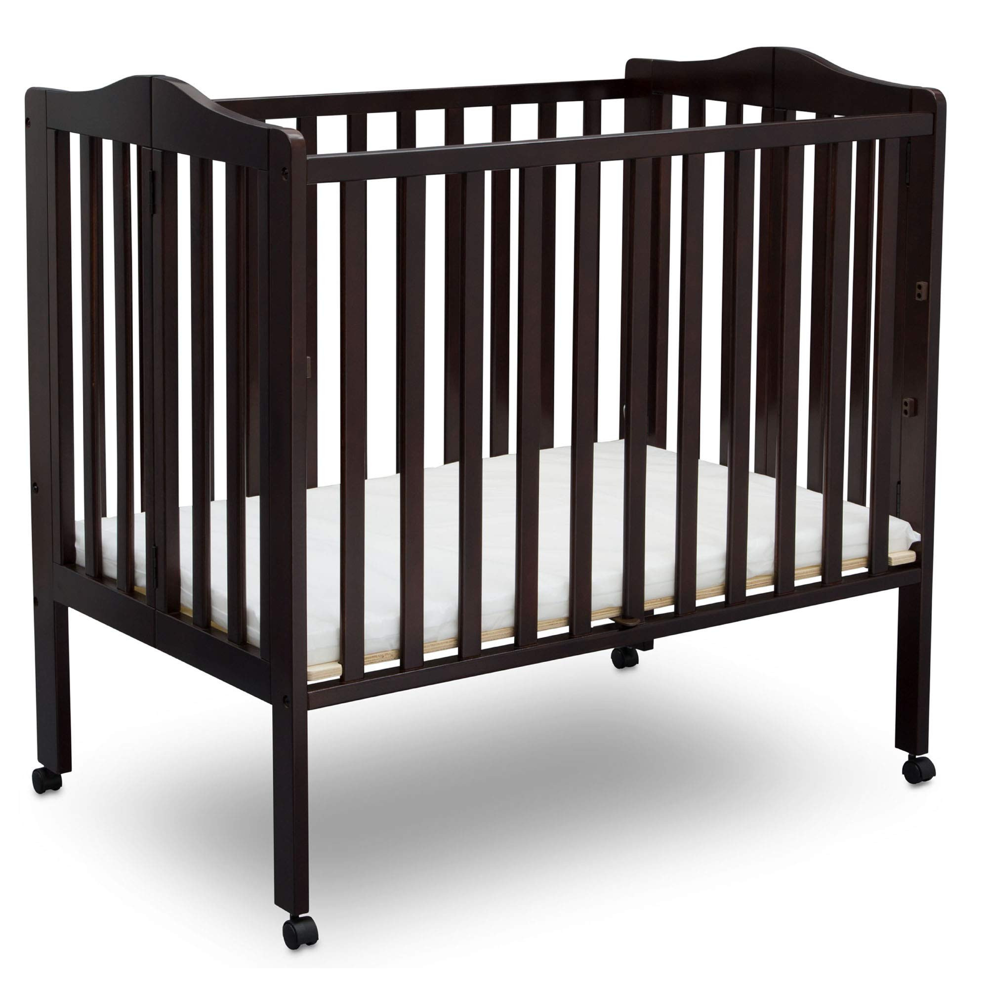 Delta Children Folding Portable Mini Baby Crib with 1.5-inch Mattress, Dark Chocolate | Amazon (US)