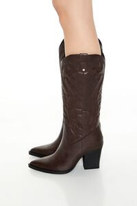 Embroidered Faux Leather Cowboy Boots | Forever 21