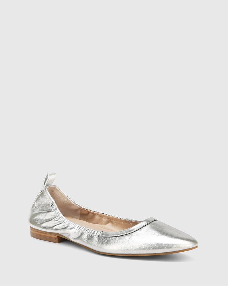 Alodie Silverware Crinkle Metallic Leather Flat | Wittner
