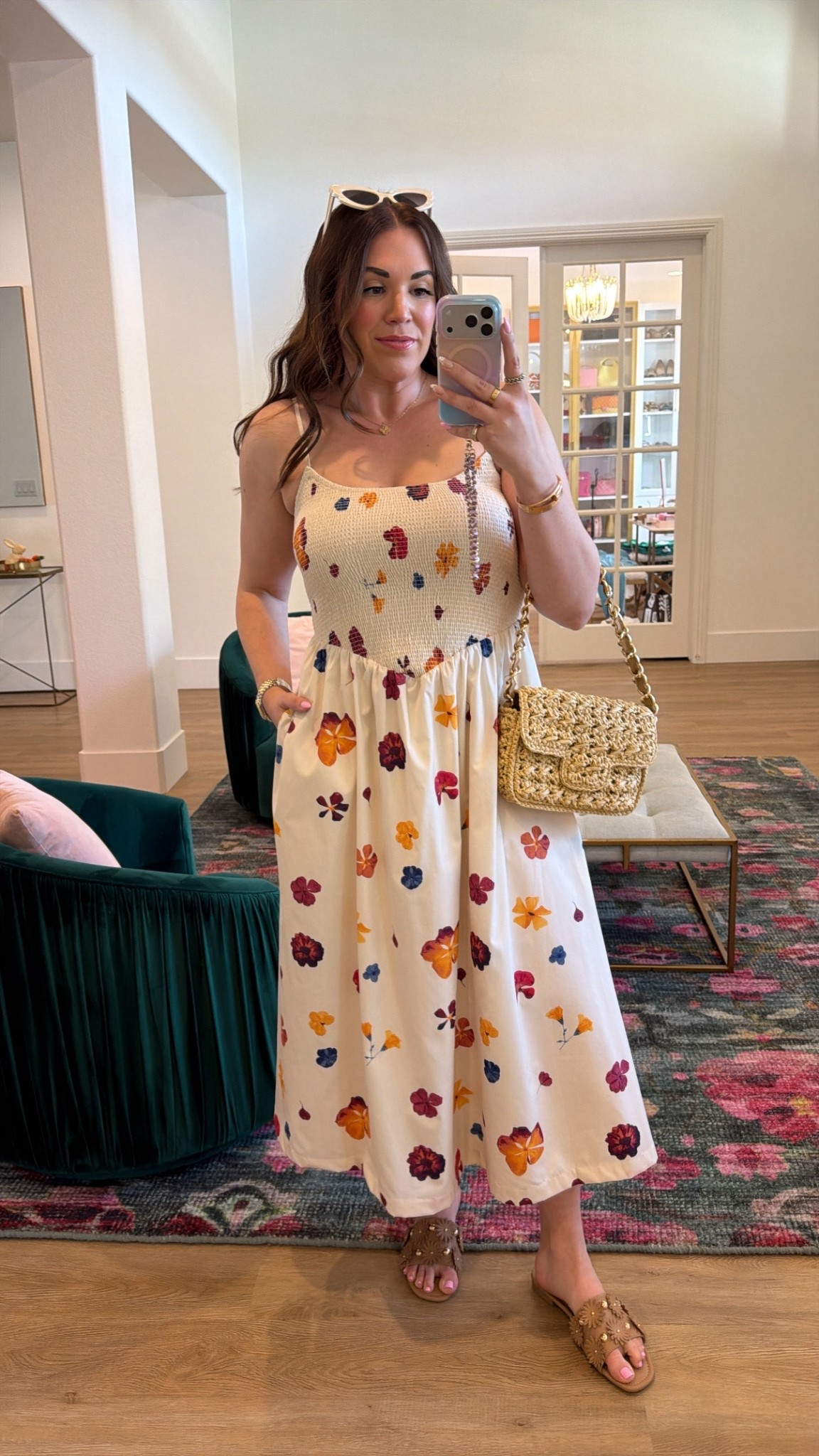 curvy midsize spring outfit! wearing size medium petite in floral midi dress. so comfy and flattering! currently 25% off

#LTKMidsize #LTKSpringSale #LTKSeasonal